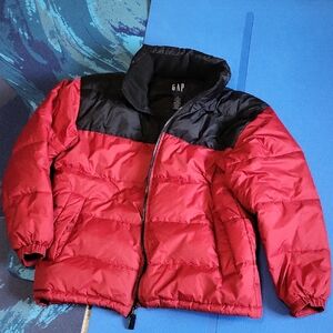 GAP Bold Red and Black Puffer Jacket